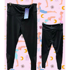 Danskin M Solid Black Stretch High Waisted Mesh Inlay Activewear Leggings